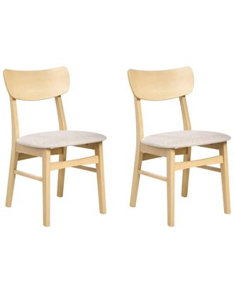 Beliani Conjunto de 2 sillas de comedor Madera Marr&oacute;n claro Beige