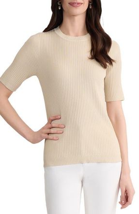 Jones New York Sutton Crewneck Short Sleeve Sweater in Natural Stone at Nordstrom, Size X-Small