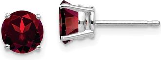 Diamond2Deal 14k White Gold 6mm Garnet Earrings
