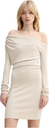 Guess Desiree One-shoulder Jurk - Dames - Feestkleedjes - Beige - S - Polyester - Kleedjes