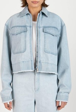 ATM Anthony Thomas Melillo Womens Washed Denim Cropped Jacket In Blue