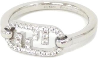 Fendi Silver Clear Band Ring (Pre-Owned)