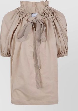Patou jersey top bow detail puff sleeves