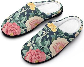 Generic William Morris Flowers Cotton Slippers for Women Indoor Outdoor Slipper Slip-On Memory Foam Home Shoes