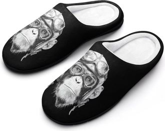 Generic Steampunk Chimp Monkey Funny Mens Cotton Slippers Soft Non-Slip Rubber Sole House Slipper Indoor Outdoor