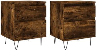 vidaXL Vidaxl - Mesitas Noche 2 Uds Madera Ingenier&iacute;a Roble Ahumado 40x35x50 Cm