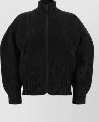 Issey Miyake ribbed high-neck zip-up jacket