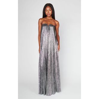 Show me your Mumu Athena Maxi Dress in Pleated Silver at Nordstrom, Size X-Small