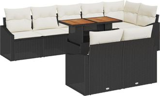 vidaXL Vidaxl - Garden Sofa Set Manual 9 pcs Black, Cream 100 x 55 x 73 cm
