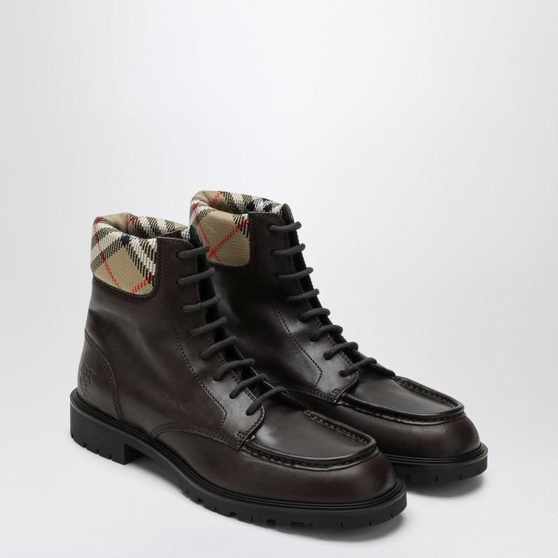 Burberry Men\'s Checkered Boots - Black, Tan, and Red Burberry - Checked leather Chelsea boots Burberry main image 3