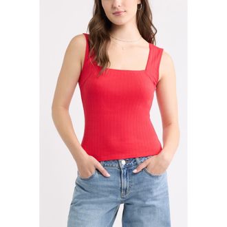 BP. Pointelle Tank in Red Festive at Nordstrom, Size Xx-Small
