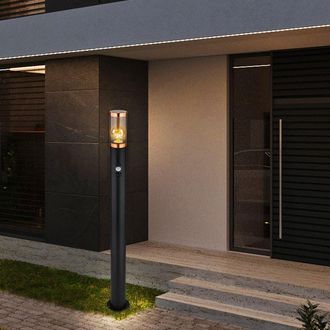 Globo Lighting Lampada Da Terra Illuminazione Da Esterno Lampada Da Terra Fum&egrave; Rame Esterno Con Rilevatore Di Movimento Giardino Acciaio Inox, Plastica, 1x E27, Dxh 