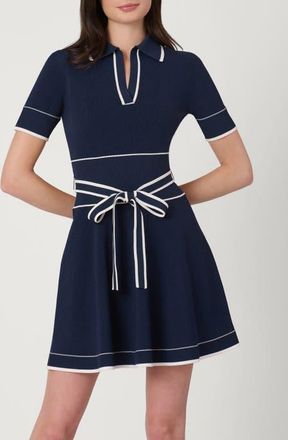 Shoshanna Contrast Border Knit Maren Dress in Navy/ivory at Nordstrom, Size X-Small