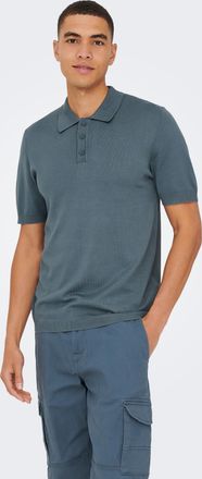Only & Sons Poloshirt ONLY & SONS ONSWYLER LIFE REG 14 SS POLO KNIT NOOS, Herren, Gr. XXL, grau (stormy weather), Strick, Obermaterial: 78% Viskose, 22% Polyester