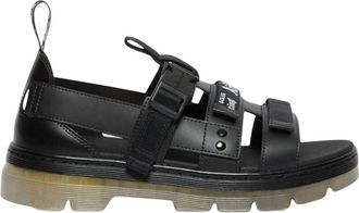 Dr. Martens Pearson Kiev Sandaal Leer Gespen Rubber - Heren - Sandalen - Zwart - 44 EU - Leer - Schoenen