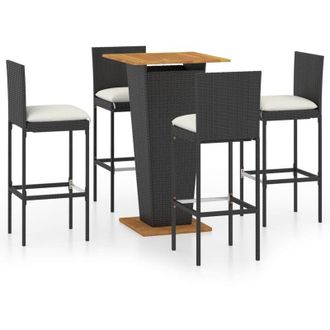 vidaXL 5 Pcs Bar Set Con Jard&iacute;n Con Almohadillas De Terciopelo Pe Negro - 288466