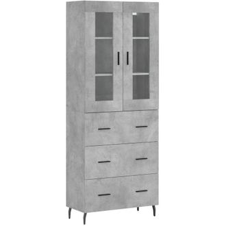 vidaXL Aparador Alto Madera Contrachapada Gris Hormig&oacute;n 69,5x34x180 Cm Vidaxl