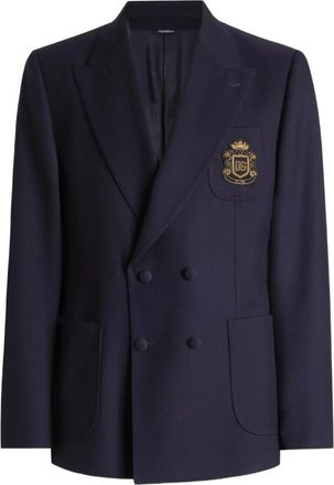 Dolce & Gabbana Blazer doppiopetto con stemma - Blu