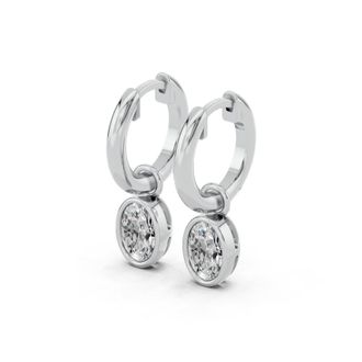 Diamond2Deal Sterling Silver 1.06 Ct Oval Lab Grown Diamond Hoop Earrings