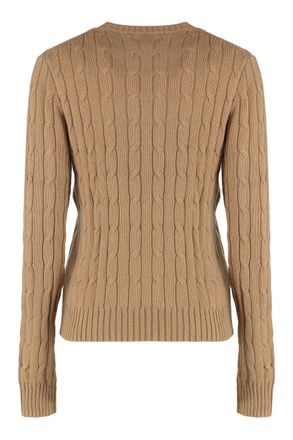 Polo Ralph Lauren Womens Cable Knit Sweater With Long Sleeves Beige Cotton