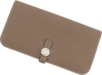 Herm&egrave;s Etoupe Gray Togo Leather Long Wallet (Bi-Fold) (Pre-Owned)