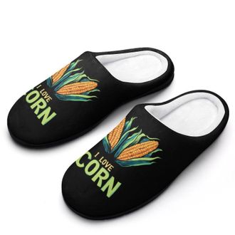 Generic I Love Corn Funny Mens Slippers Cotton Warm House Shoes Memory Foam Sandals Print Size 7-14