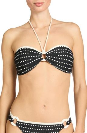 Robin Piccone Millie Bandeau Bikini Top in Black/Ecru at Nordstrom, Size X-Small