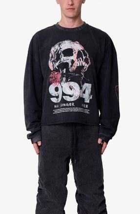 mnml No Longer Here Oversize Long Sleeve Cotton Graphic T-Shirt in Black at Nordstrom, Size Xx-Large