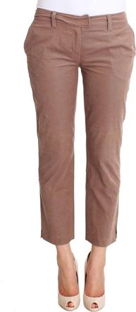 Costume National Stijlvolle Bruine Cropped Corduroy Broek - Dames - Vrijetijds broeken - Bruin - W30 - Katoen - Broeken