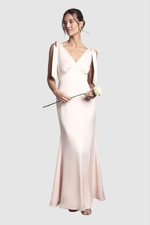 Coast V-Neck Crepe Maxi Dress in Blush at Nordstrom, Size 12