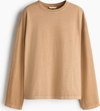 H&M Langarmshirt aus Baumwolle - Beige