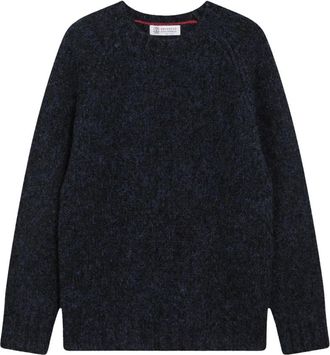 Brunello Cucinelli Truien & Vesten, Heren, Blauw, S, Wol, Gespikkelde Trui