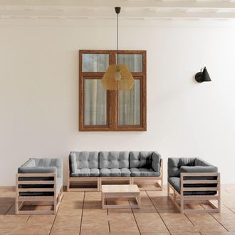 vidaXL Juego De Muebles De Jard&iacute;n 8 Pzas Y Cojines Madera Pino Maciza Vidaxl