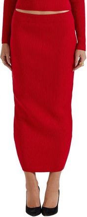 House of CB Lourdes Rib Maxi Skirt in Blood Red at Nordstrom, Size X-Small