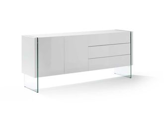 Pondecor Interiorismo Aparador de MDF y patas cristal lacado blanco