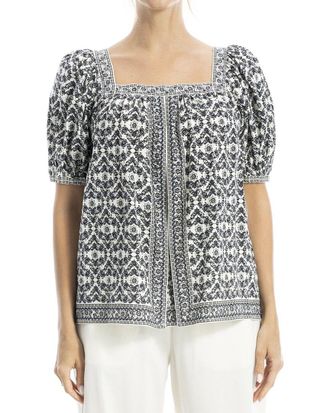 Max Studio Square Neck Puff Sleeve Blouse