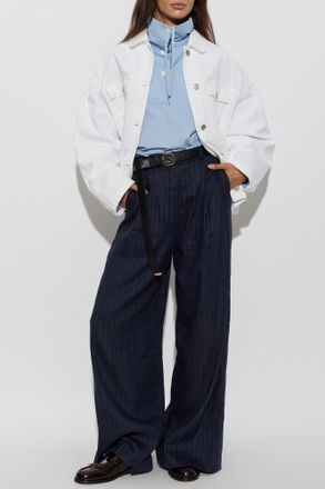 Marni Denim Jacket With Detachable Belt, Womens, White