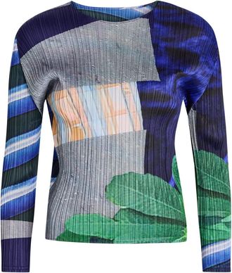 Pleats Please Issey Miyake City College Printed Pleated top - Grey - 5