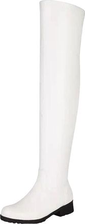 Generic Womens Retro Over The Knee Boots Round Toe Low Block Heel With Side Zipper Mature Style Thigh High Long Boots