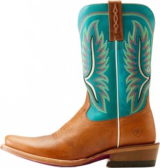 Ariat Womens Futurity Colt Western Boot In Tan Patina Cenote Blue