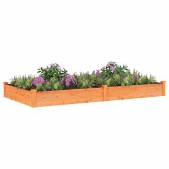 Berkfield Home Garden Raised Bed with Liner Brown 240x120x25 cm Solid Wood Fir | Size: 240 x 120 x 25 cm