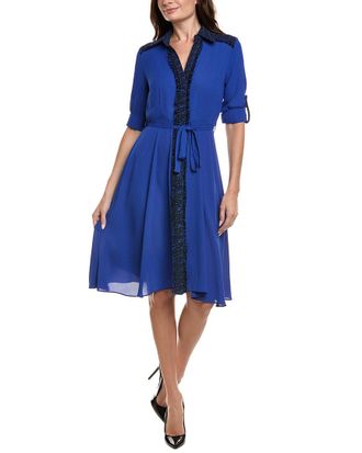 Nanette Lepore Tweed Trim Shirtdress