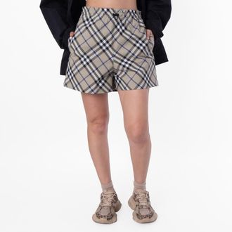 Burberry Equestrian Knight Check Cotton Shorts, Brand Size 2 ( US Size 0 )