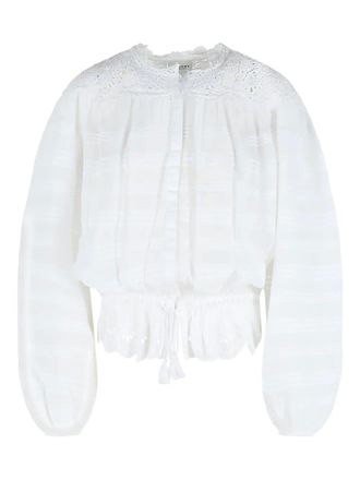 Isabel Marant Polly geplooide katoenen top met kant - Wit