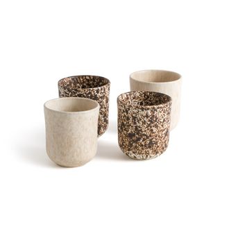 AM.PM Set van 4 kopjes in mat aardewerk, Rusty