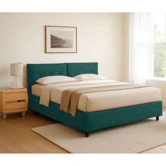 Dmora Cama De Una Plaza Y Media Leeds, Desenfundable, Hecho En Italia, Verde Petr&oacute;leo