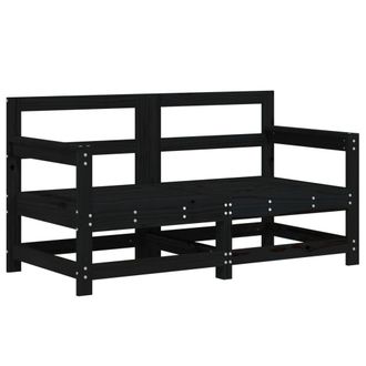 Berkfield Home Garden Corner Sofas 2 pcs Black Solid Wood Pine