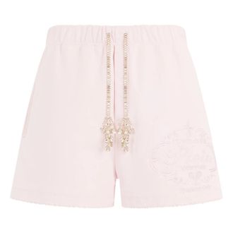 Philipp Plein Washed Fleece Shorts Tennis Club Crystals - Dames - Korte Broeken - Roze - M - Katoen - Korte Broeken