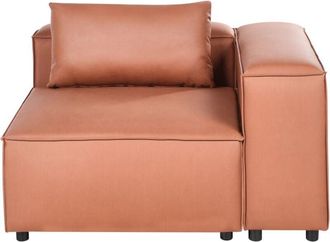 Beliani Corner Seat BRANDE Faux Leather Golden Brown Symmetrical