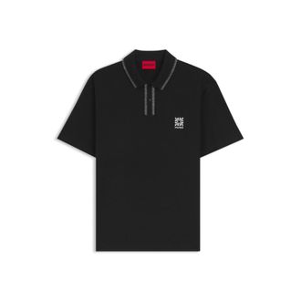 HUGO BOSS Logo-artwork polo shirt with blanket stitching